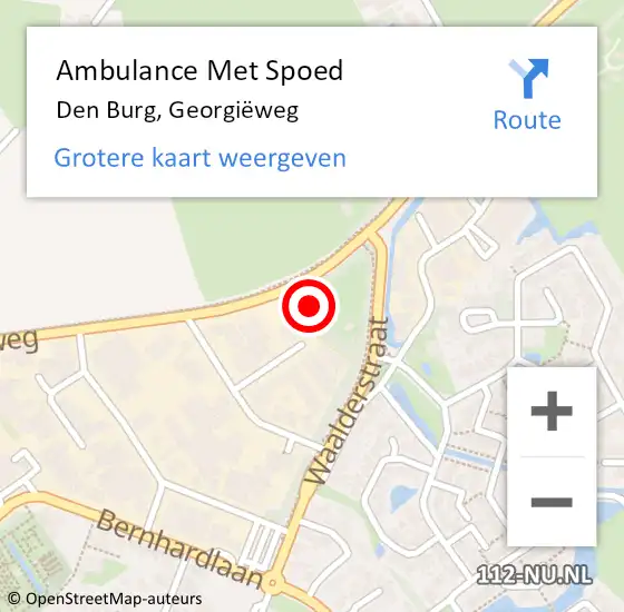 Locatie op kaart van de 112 melding: Ambulance Met Spoed Naar Den Burg, Georgiëweg op 13 juni 2022 11:12