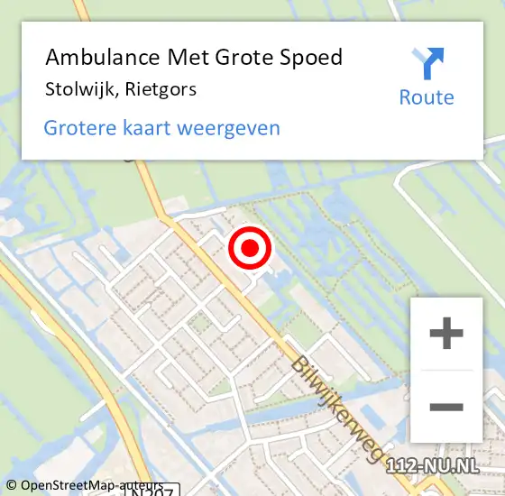 Locatie op kaart van de 112 melding: Ambulance Met Grote Spoed Naar Stolwijk, Rietgors op 13 juni 2022 11:25