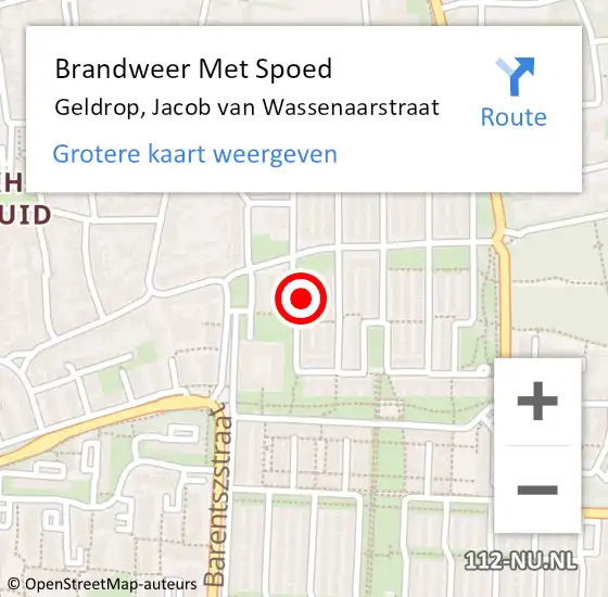 Locatie op kaart van de 112 melding: Brandweer Met Spoed Naar Geldrop, Jacob van Wassenaarstraat op 13 juni 2022 11:39