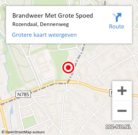 Locatie op kaart van de 112 melding: Brandweer Met Grote Spoed Naar Rozendaal, Dennenweg op 13 juni 2022 11:46