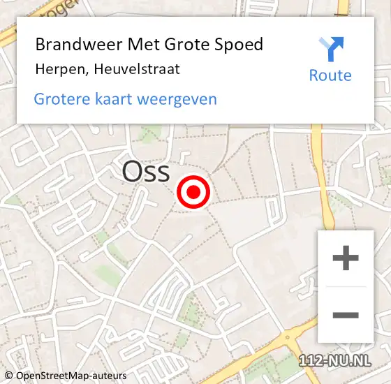 Locatie op kaart van de 112 melding: Brandweer Met Grote Spoed Naar Herpen, Heuvelstraat op 13 juni 2022 11:56