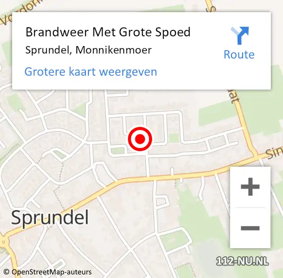 Locatie op kaart van de 112 melding: Brandweer Met Grote Spoed Naar Sprundel, Monnikenmoer op 13 juni 2022 11:58