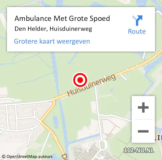 Locatie op kaart van de 112 melding: Ambulance Met Grote Spoed Naar Den Helder, Huisduinerweg op 13 juni 2022 12:02