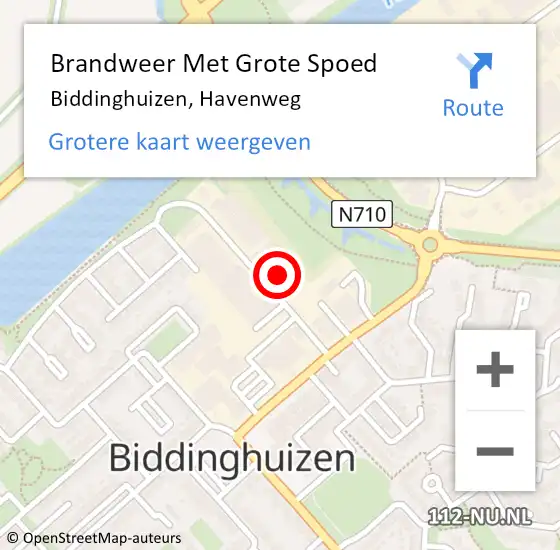 Locatie op kaart van de 112 melding: Brandweer Met Grote Spoed Naar Biddinghuizen, Havenweg op 13 juni 2022 12:11