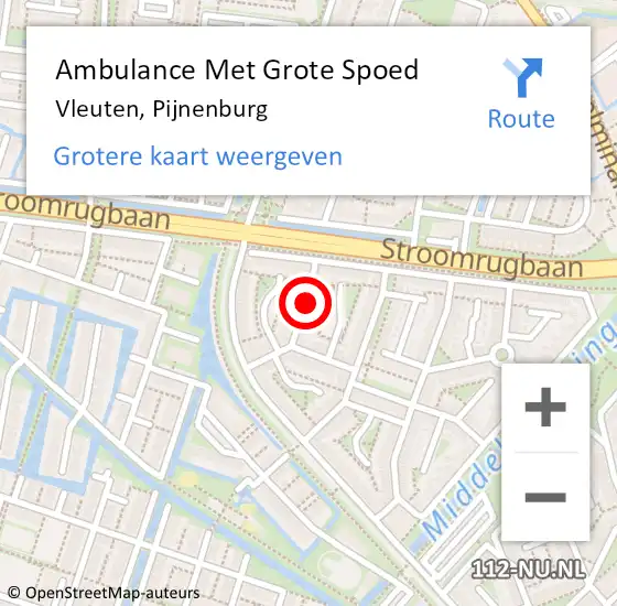 Locatie op kaart van de 112 melding: Ambulance Met Grote Spoed Naar Vleuten, Pijnenburg op 20 juli 2014 01:15