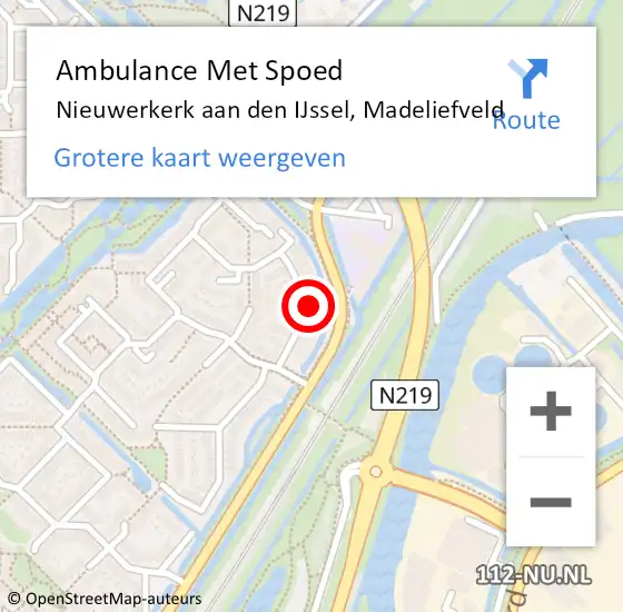 Locatie op kaart van de 112 melding: Ambulance Met Spoed Naar Nieuwerkerk aan den IJssel, Madeliefveld op 13 juni 2022 12:38