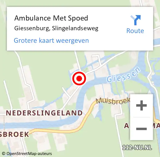 Locatie op kaart van de 112 melding: Ambulance Met Spoed Naar Giessenburg, Slingelandseweg op 13 juni 2022 13:09