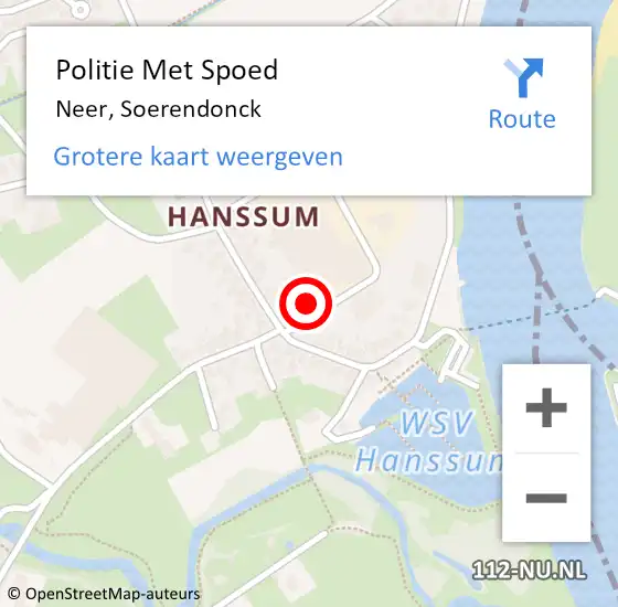 Locatie op kaart van de 112 melding: Politie Met Spoed Naar Neer, Soerendonck op 13 juni 2022 13:15