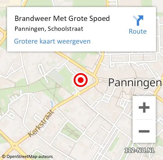 Locatie op kaart van de 112 melding: Brandweer Met Grote Spoed Naar Panningen, Schoolstraat op 13 juni 2022 13:15