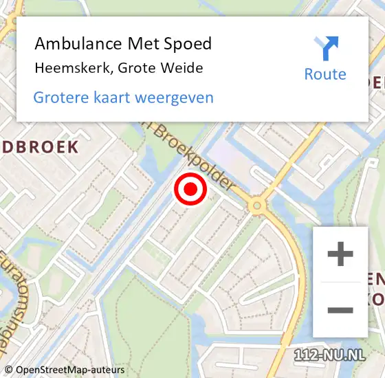 Locatie op kaart van de 112 melding: Ambulance Met Spoed Naar Heemskerk, Grote Weide op 13 juni 2022 13:18