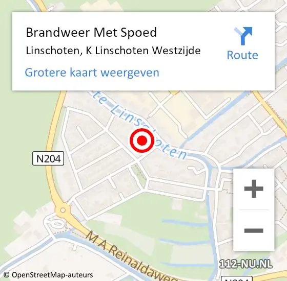 Locatie op kaart van de 112 melding: Brandweer Met Spoed Naar Linschoten, K Linschoten Westzijde op 13 juni 2022 14:04