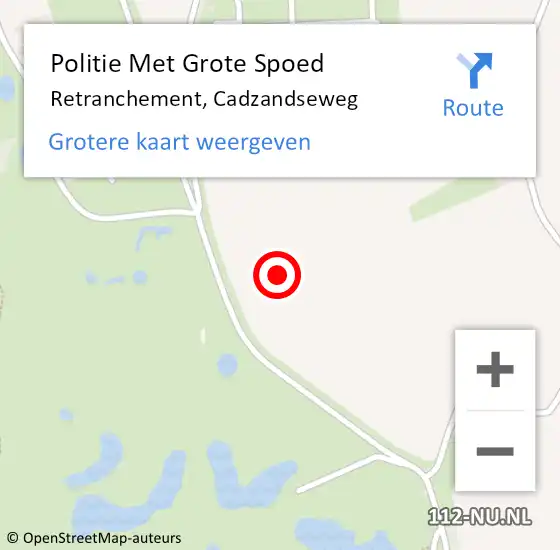 Locatie op kaart van de 112 melding: Politie Met Grote Spoed Naar Retranchement, Cadzandseweg op 13 juni 2022 14:10