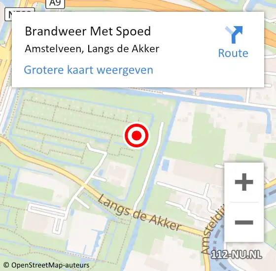 Locatie op kaart van de 112 melding: Brandweer Met Spoed Naar Amstelveen, Langs de Akker op 13 juni 2022 14:12