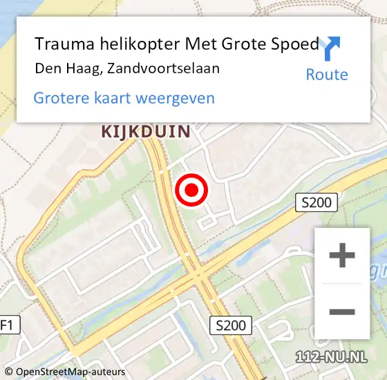 Locatie op kaart van de 112 melding: Trauma helikopter Met Grote Spoed Naar Den Haag, Zandvoortselaan op 13 juni 2022 14:15