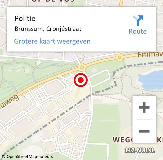 Locatie op kaart van de 112 melding: Politie Brunssum, Cronjéstraat op 13 juni 2022 14:15