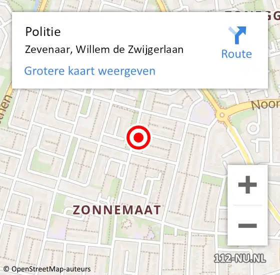 Locatie op kaart van de 112 melding: Politie Zevenaar, Willem de Zwijgerlaan op 13 juni 2022 14:16