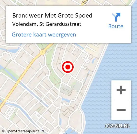 Locatie op kaart van de 112 melding: Brandweer Met Grote Spoed Naar Volendam, St Gerardusstraat op 13 juni 2022 14:21