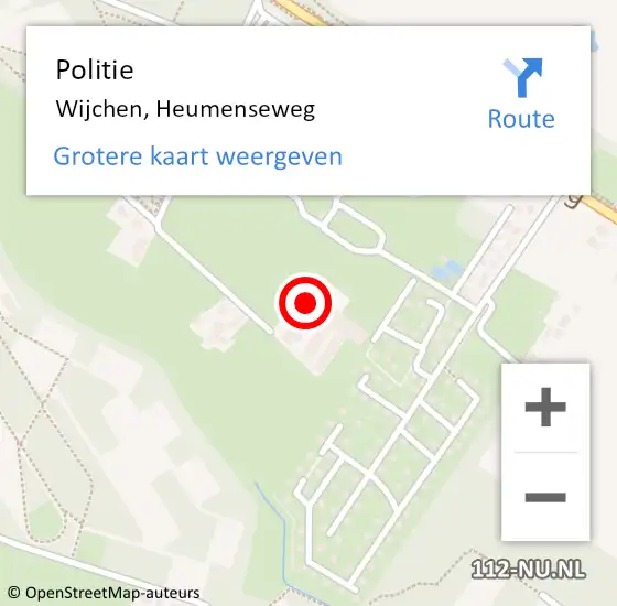 Locatie op kaart van de 112 melding: Politie Wijchen, Heumenseweg op 13 juni 2022 14:22