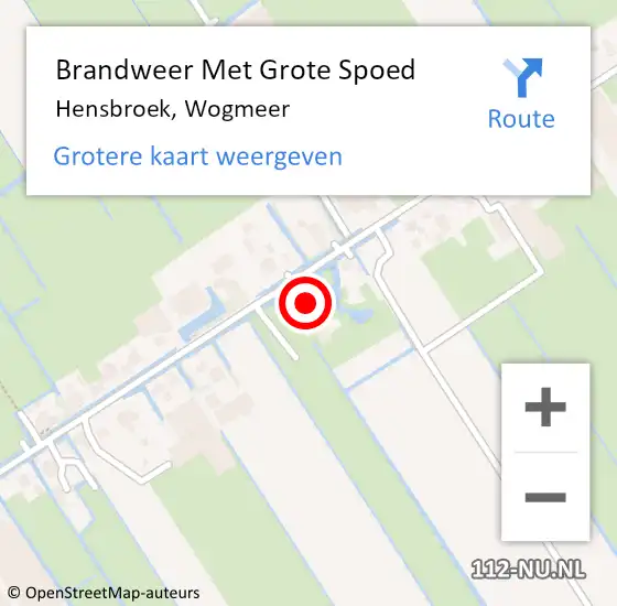 Locatie op kaart van de 112 melding: Brandweer Met Grote Spoed Naar Hensbroek, Wogmeer op 20 juli 2014 01:36