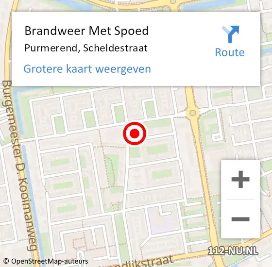 Locatie op kaart van de 112 melding: Brandweer Met Spoed Naar Purmerend, Scheldestraat op 13 juni 2022 14:25