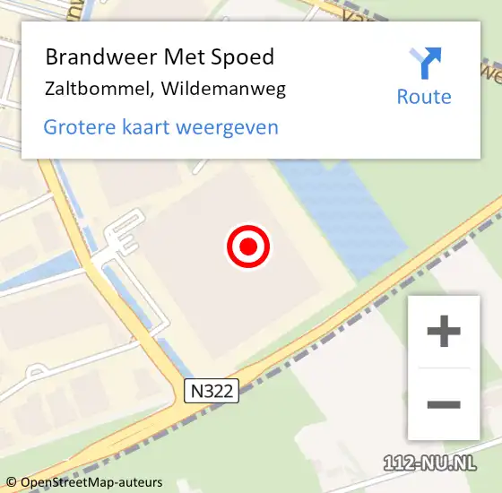 Locatie op kaart van de 112 melding: Brandweer Met Spoed Naar Zaltbommel, Wildemanweg op 13 juni 2022 14:30