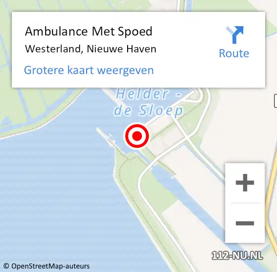 Locatie op kaart van de 112 melding: Ambulance Met Spoed Naar Westerland, Nieuwe Haven op 13 juni 2022 14:38