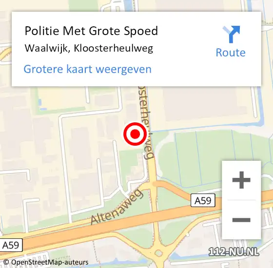 Locatie op kaart van de 112 melding: Politie Met Grote Spoed Naar Waalwijk, Kloosterheulweg op 13 juni 2022 14:45