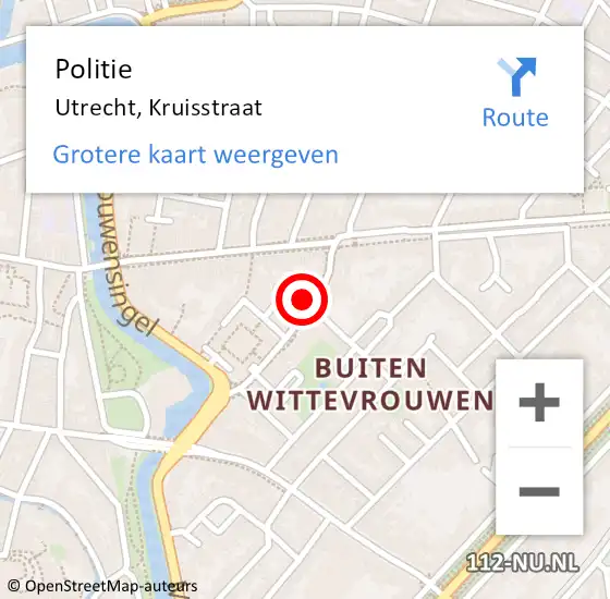 Locatie op kaart van de 112 melding: Politie Utrecht, Kruisstraat op 13 juni 2022 14:46