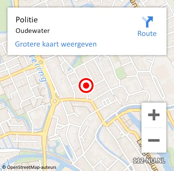 Locatie op kaart van de 112 melding: Politie Oudewater op 13 juni 2022 14:49