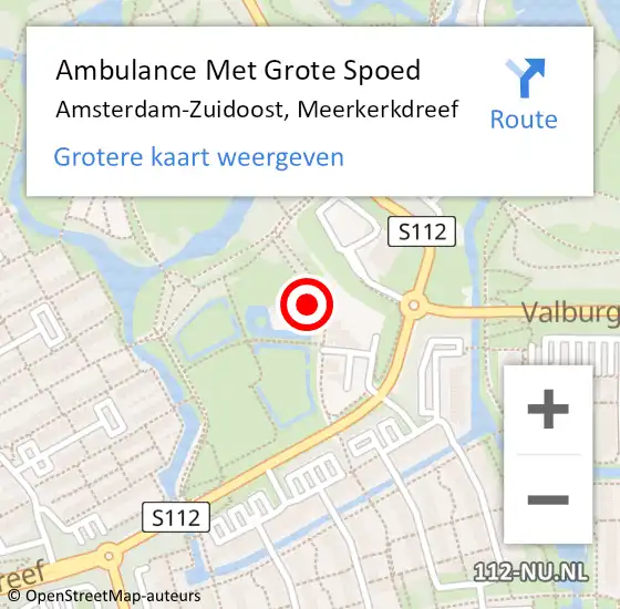 Locatie op kaart van de 112 melding: Ambulance Met Grote Spoed Naar Amsterdam-Zuidoost, Meerkerkdreef op 13 juni 2022 14:57