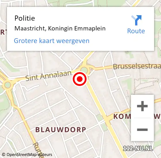 Locatie op kaart van de 112 melding: Politie Maastricht, Koningin Emmaplein op 13 juni 2022 15:08