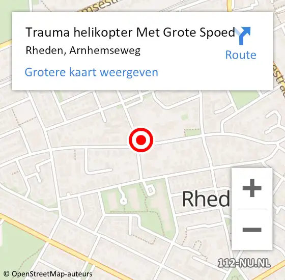 Locatie op kaart van de 112 melding: Trauma helikopter Met Grote Spoed Naar Rheden, Arnhemseweg op 13 juni 2022 15:09