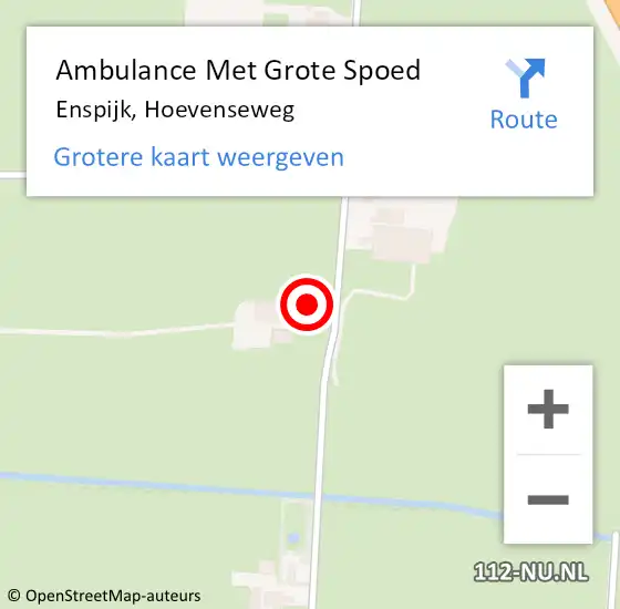 Locatie op kaart van de 112 melding: Ambulance Met Grote Spoed Naar Enspijk, Hoevenseweg op 13 juni 2022 15:13