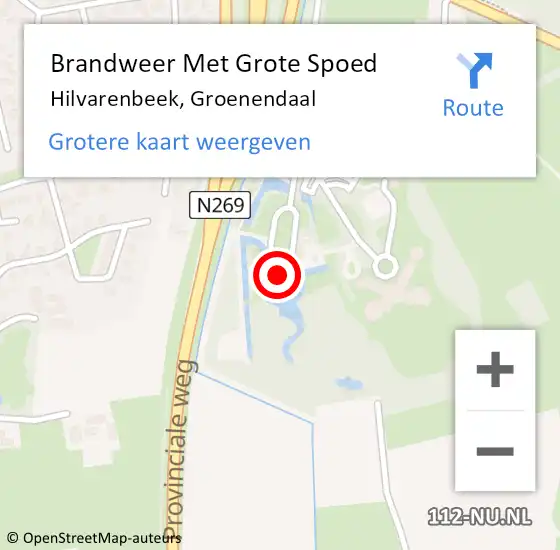 Locatie op kaart van de 112 melding: Brandweer Met Grote Spoed Naar Hilvarenbeek, Groenendaal op 13 juni 2022 15:52