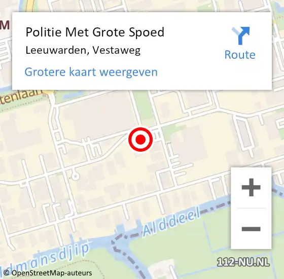 Locatie op kaart van de 112 melding: Politie Met Grote Spoed Naar Leeuwarden, Vestaweg op 13 juni 2022 15:53