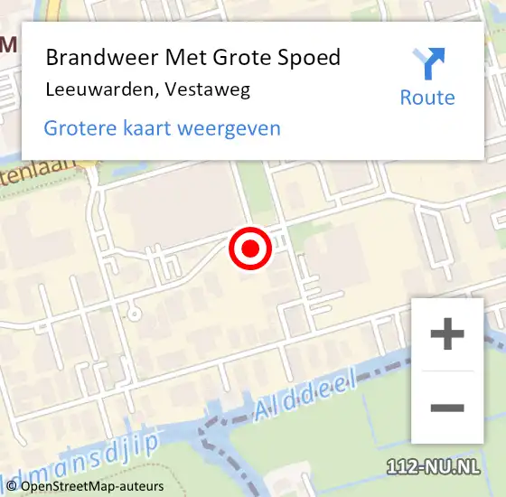 Locatie op kaart van de 112 melding: Brandweer Met Grote Spoed Naar Leeuwarden, Vestaweg op 13 juni 2022 15:55