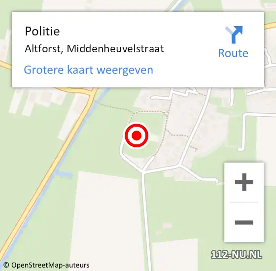 Locatie op kaart van de 112 melding: Politie Altforst, Middenheuvelstraat op 13 juni 2022 16:04