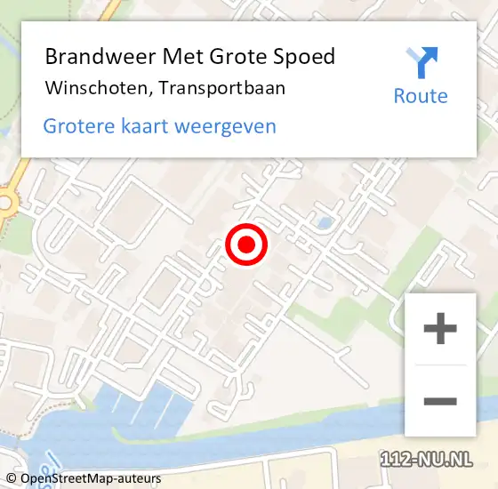 Locatie op kaart van de 112 melding: Brandweer Met Grote Spoed Naar Winschoten, Transportbaan op 13 juni 2022 16:10