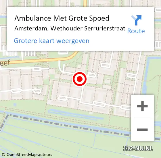 Locatie op kaart van de 112 melding: Ambulance Met Grote Spoed Naar Amsterdam-Zuidoost, Wethouder Serrurierstraat op 13 juni 2022 16:33