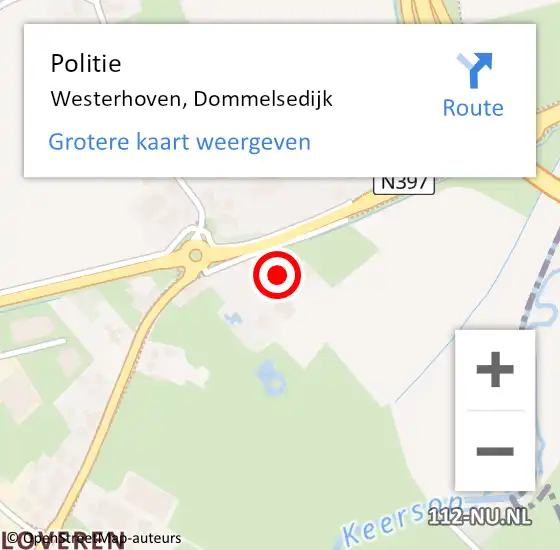 Locatie op kaart van de 112 melding: Politie Westerhoven, Dommelsedijk op 13 juni 2022 16:42