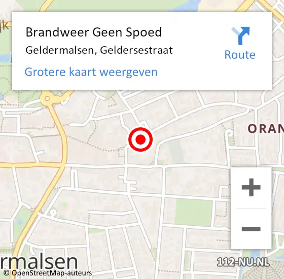 Locatie op kaart van de 112 melding: Brandweer Geen Spoed Naar Geldermalsen, Geldersestraat op 13 juni 2022 16:52