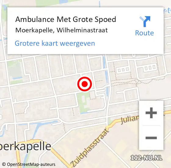 Locatie op kaart van de 112 melding: Ambulance Met Grote Spoed Naar Moerkapelle, Wilhelminastraat op 13 juni 2022 17:01