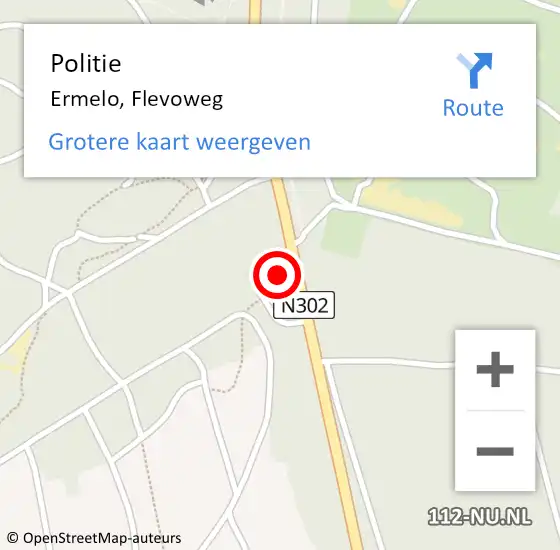 Locatie op kaart van de 112 melding: Politie Ermelo, Flevoweg op 13 juni 2022 17:18
