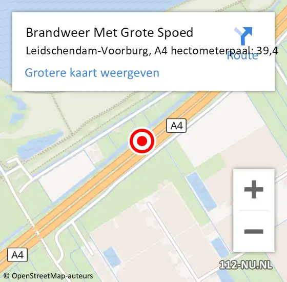 Locatie op kaart van de 112 melding: Brandweer Met Grote Spoed Naar Leidschendam-Voorburg, A4 hectometerpaal: 39,4 op 13 juni 2022 17:20