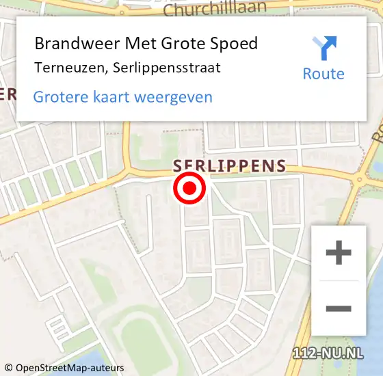 Locatie op kaart van de 112 melding: Brandweer Met Grote Spoed Naar Terneuzen, Serlippensstraat op 13 juni 2022 17:24