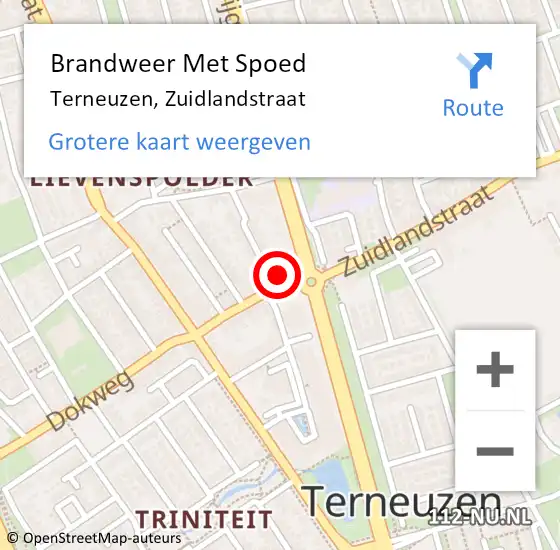 Locatie op kaart van de 112 melding: Brandweer Met Spoed Naar Terneuzen, Zuidlandstraat op 13 juni 2022 17:30