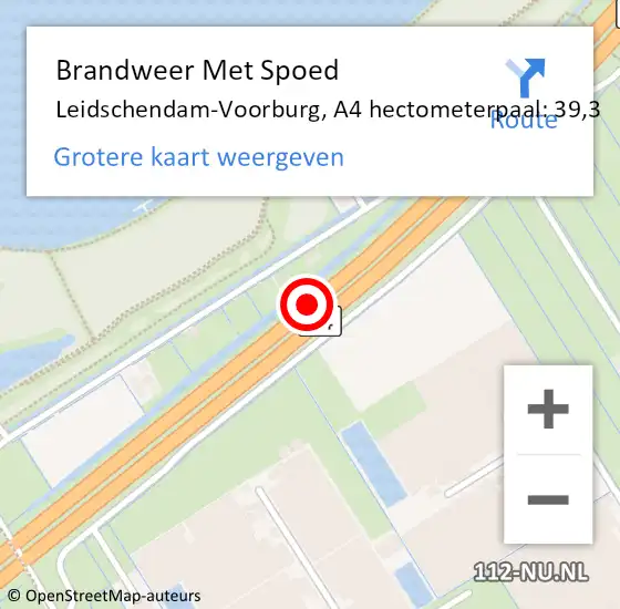 Locatie op kaart van de 112 melding: Brandweer Met Spoed Naar Leidschendam-Voorburg, A4 hectometerpaal: 39,3 op 13 juni 2022 17:31