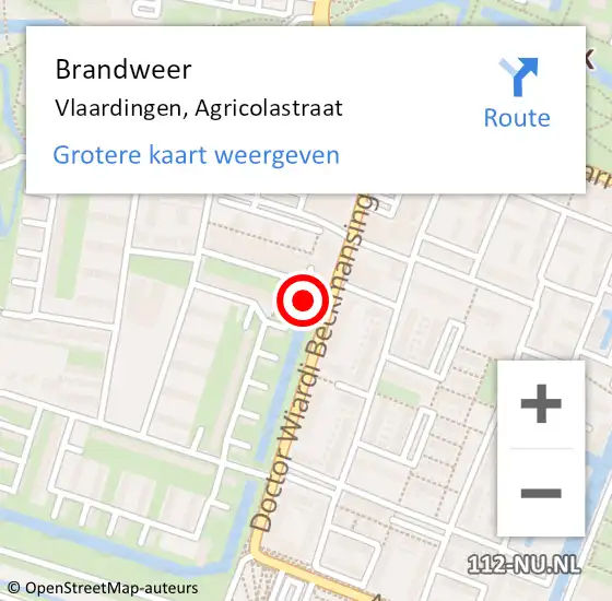 Locatie op kaart van de 112 melding: Brandweer Vlaardingen, Agricolastraat op 13 juni 2022 17:33