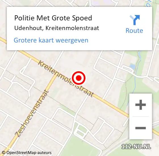 Locatie op kaart van de 112 melding: Politie Met Grote Spoed Naar Udenhout, Kreitenmolenstraat op 13 juni 2022 17:48