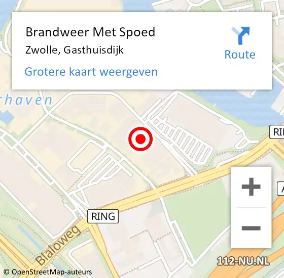 Locatie op kaart van de 112 melding: Brandweer Met Spoed Naar Zwolle, Gasthuisdijk op 13 juni 2022 17:57